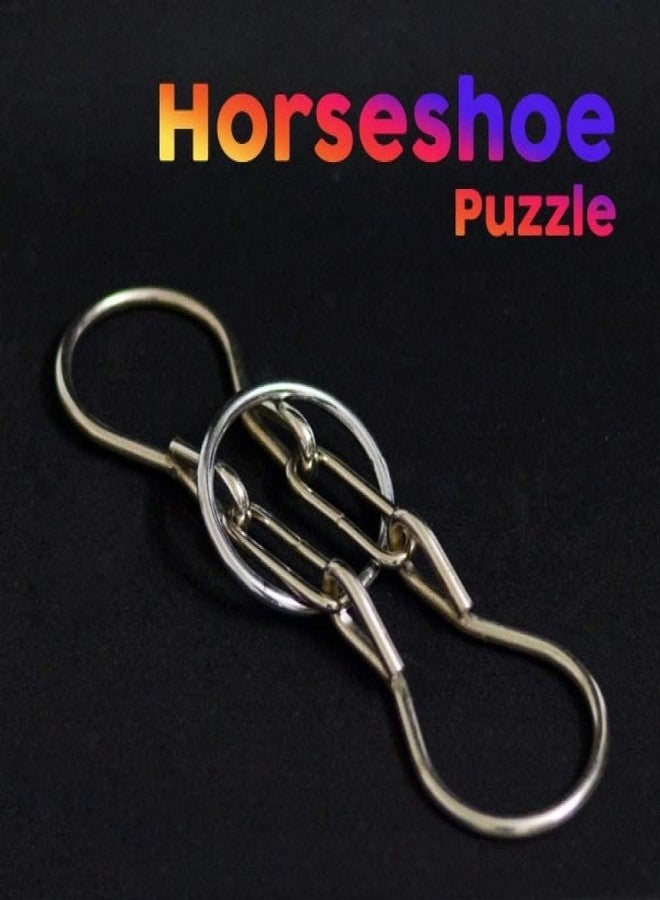 MilesMagic Horseshoe Puzzle - Classic Metal Brain Teaser Magic Trick Gimmick | Ring Removal Puzzle Game | Durable Steel Finish | 26cm x 6cm | Includes Instructions - Image 4